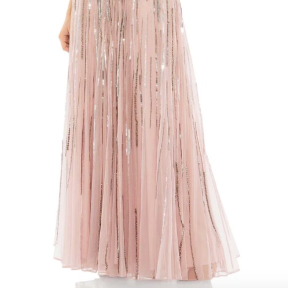 MAC DUGGAL 93582 EMBELLISHED FULL LENGTH LAYERED SLEEVE VINTAGE ROSE GOWN sz 12 - Picture 4 of 7